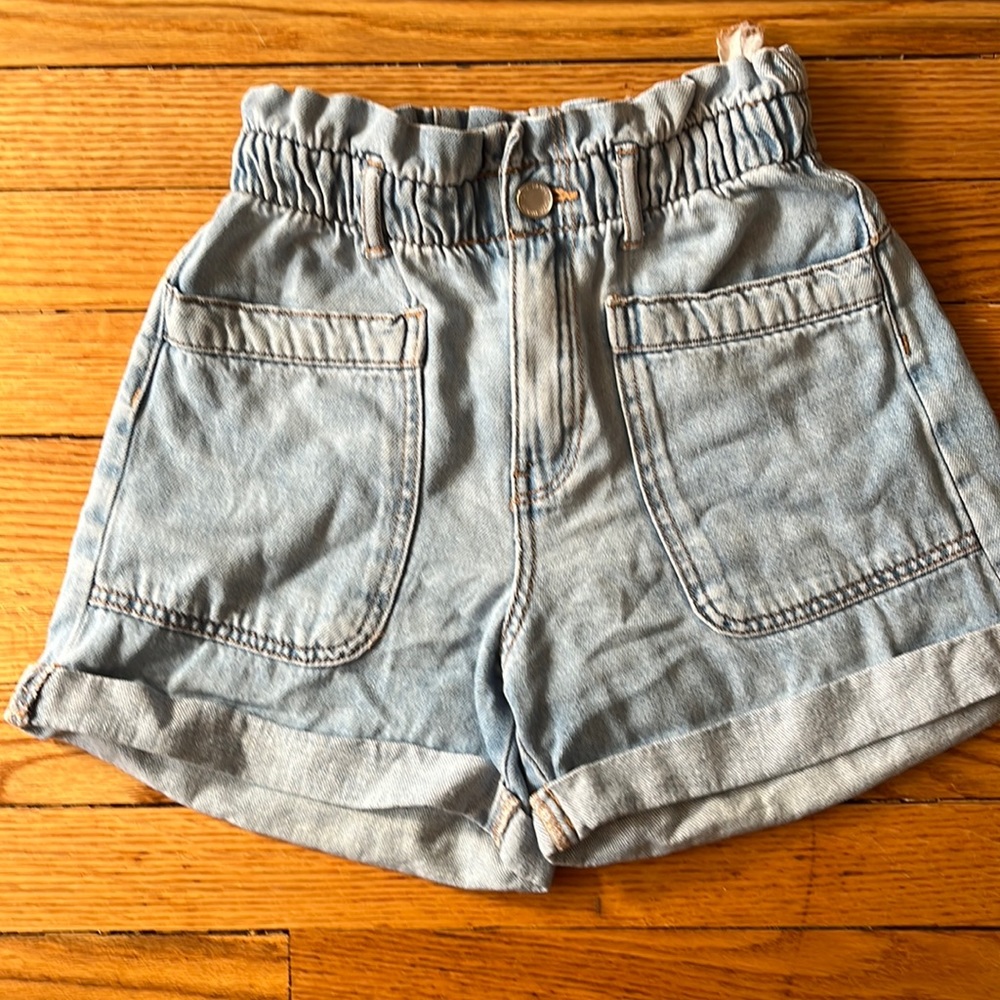 Zara paper bag jean shorts